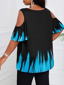 SHEIN Lady 1pc Plus Size Women Gradient Pattern T-Shirt, Pride Month Theme, Black Top For Summer