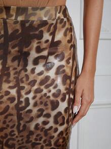 SHEIN Unity 動物印花美人魚長裙 - 棕色 - 查看 4