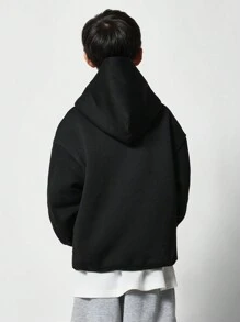 SUMWON sweat-shirt à capuche en polaire surdimensionné pour jeunes, pull décontracté de type athleisure avec poche kangourou, vêtements de sport casual pour l'hiver - Noir - Voir 2