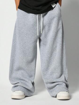 SUMWON Calça jogger com virilha caída, tamanho grande, ajuste relaxado, esportiva, confortável, streetwear, casual, esportiva, inverno, outono