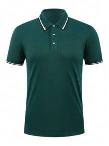 Manfinity Dauomo Camiseta polo diaria sencilla de unicolor para hombre