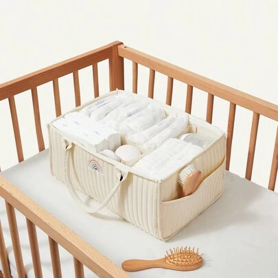 Cozy Pixies 多功能條紋嬰兒尿布包，簡約便攜手提袋