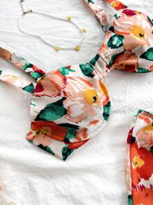 Soleia 女士夏季假日休閒浪漫海邊假期復活節畢業典禮婚禮返校派對午餐花園茶會鬆身背心彈性腰直筒裙兩件套裝，綠色花卉印花