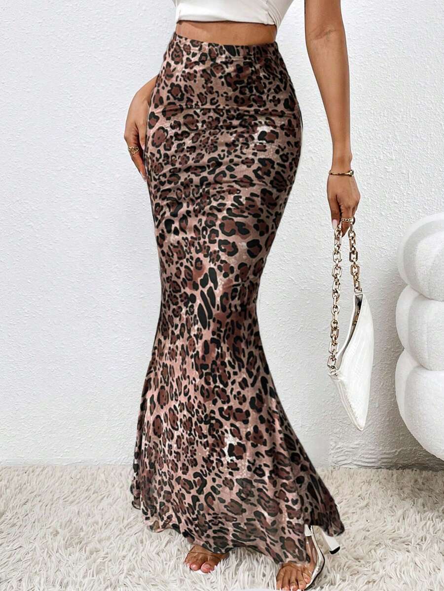Chiquease Women's Leopard Print Mermaid Hem Skirt - Multicolor - View 1