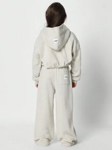 SUMWON 少女短款拉链连帽衫和运动裤两件套度假套装 - 淺灰色 - 查看 2