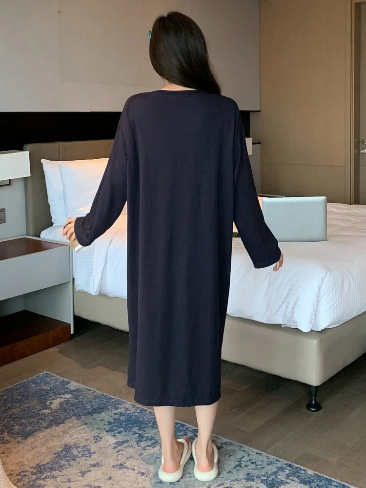 Vestido suelto de casa con diseño de patrones de dibujos animados