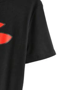 THE POWERPUFF GIRLS X SHEIN 女士休闲宽松圆领超大街头花卉、泡泡、毛茛图案黑色短袖 T 恤，适合夏季