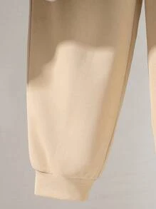Set de 2 piezas de sudadera con estampado de letra y pantalón de chándal informal deportivo para niño preadolescente