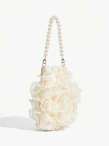 SHEIN Belle Túi xách hoa 3D thanh lịch thời trang nữ ngày lễ tình nhân - Màu be - Xem 2