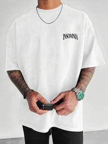 Men's Round Neck Casual Commuting T-Shirt, 2000s Style - White - View 2