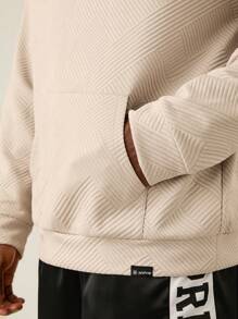 Manfinity VCAY 男士宽松针织长袖连帽衫，休闲日常穿着，返校装，秋冬装 - 卡其色 - 查看 2