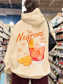 INAWLY Women's Plus Size Sweatshirt With Alphabet And Wine Print - Apricot - View 1