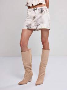 MUSERA Burn Out Print Low Rise Mini Skirt Boho Spring Summer Cute