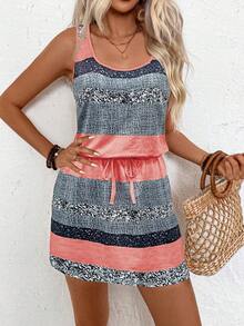 EMERY ROSE Women's Printed Simple Daily Wear Sleeveless Dress - Multicolor - View 4