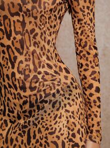 Forever 21 Fall & Winter Women Leopard Print Long Sleeve  Dress - Multicolor - View 7