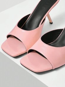 MOTF PREMIUM WOMEN'S OPEN TOE SQUARE HEELED MULE SANDALS, SIMPLE AND BASIC FASHION - Pink - View 8