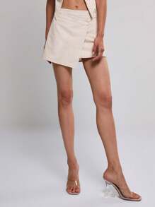 MUSERA Wrap Front PU Leather Mini Skirt Elegant Summer Sexy Party Vacation Holiday Festival - White - View 3