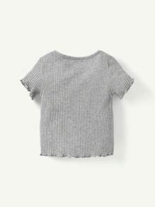 Cozy Pixies Bộ 4 Món Sò Điệp Viền Cổ Tròn Màu Trơn Cho Bé Gái, Áo Tay Ngắn Và Quần Dài - Màu Xám nhạt - Xem 3