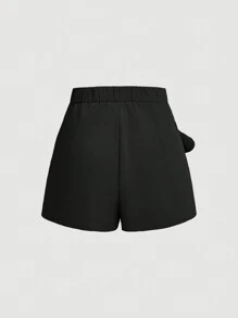 SHEIN MOD Khaki Color Women's Shorts With Large Bow Design