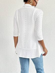 SHEIN Privé 素色開門襟外套 - 白色 - 查看 2