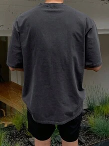 DAZY Camiseta casual de manga corta y cuello redondo con estampado de letras para hombre, camisetas gráficas de verano