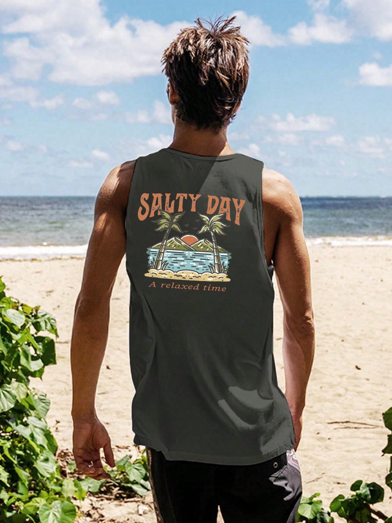 Men Car & Slogan Graphic Tank Top