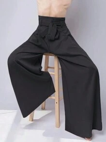 Manfinity Homme 男士纯色系带阔腿裤，秋季