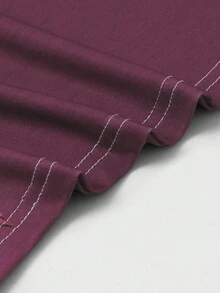 Casual Fashion Formal Button Short Sleeve Printed V-Neck Women's T-Shirt Summer Vacation - Burgundy - View 4