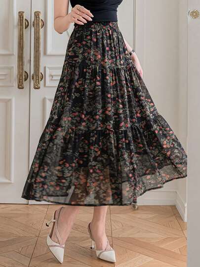 DAZY 碎花荷叶边半身裙度假装扮女装