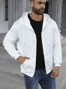 Manfinity Homme Chaqueta con capucha y cordón con cremallera para uso diario en tallas grandes
