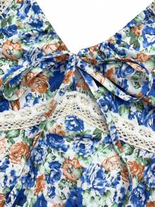 Sweetra Ditsy Floral Lace Trim Cami Top - Multicolor - View 5