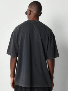 SUMWON Regular Fit Short Sleeve Washed Tee With Anime Graphics Print - Black - View 2