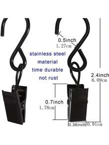 10入組S型掛鉤，鐵絲S形掛鈎，窗簾掛勾，浴室淋浴窗簾，門口S形掛鈎 - 多色 - 查看 7