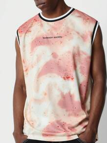 SUMWON 背面带有字母和数字图案的网状背心 - 粉色 - 查看 3