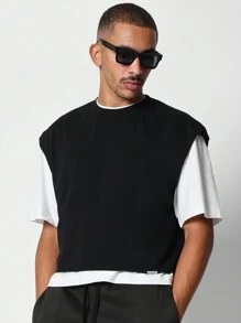 SUMWON Bộ 2 Cái Crop Fit Tank Và Jort Với Số In Đồ Họa - màu đen - Xem 3