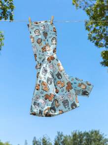 SHEIN Baby Boys' Woven Spring & Autumn Fashionable Simple Casual Cute Animal Printed Long Sleeve Hooded Zipper Jacket - Multicolor - View 6