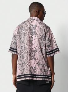 SUMWON 宽松版型高领印花衬衫 - 彩色 - 查看 2