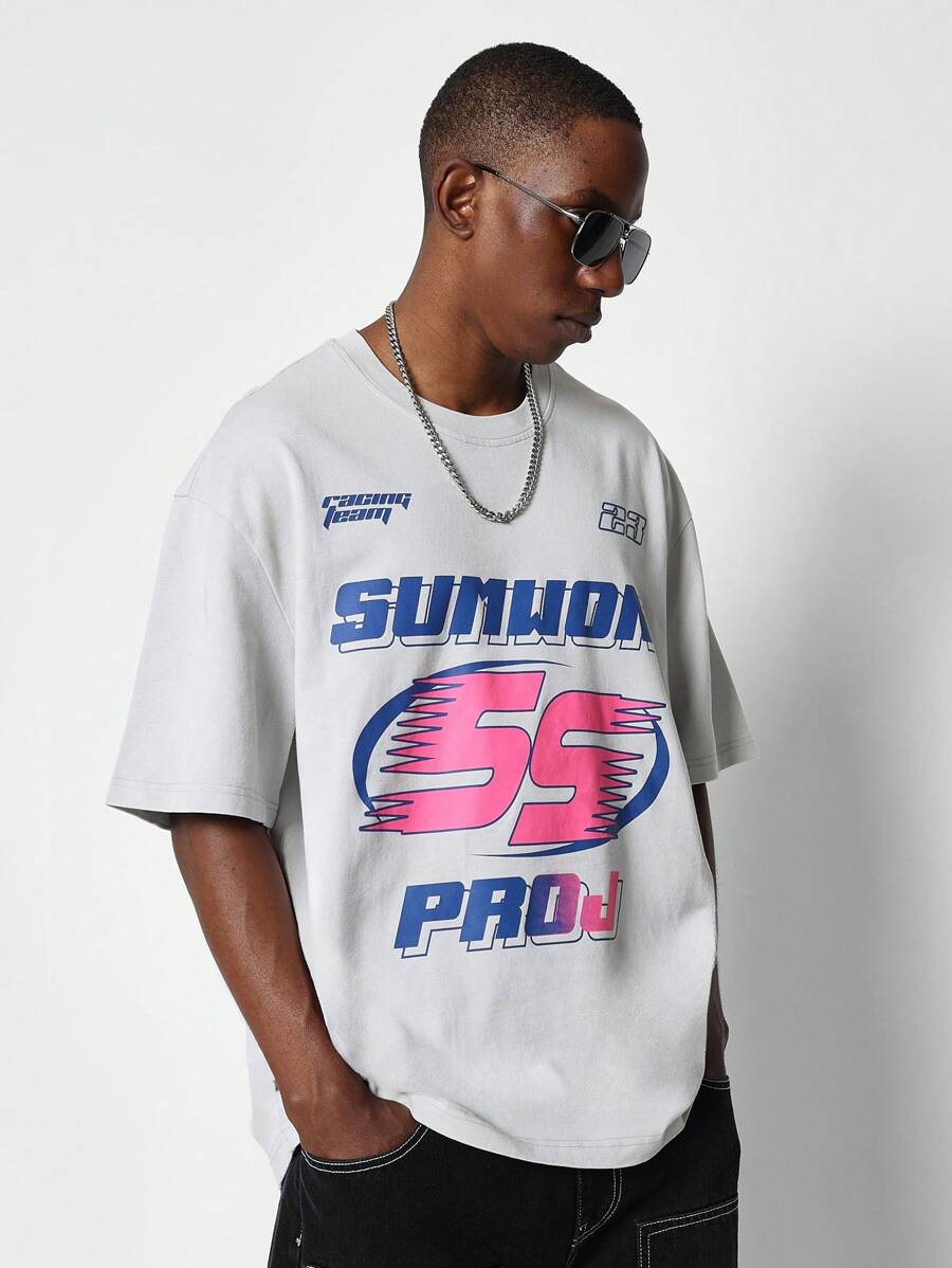 SUMWON Regular Fit Short Sleeve Tee With Front Graphic Print
