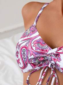 SHEIN Swim Sexy dames bikiniset - bedrukte tweedelige zwemkleding, draadloos, willekeurige print, zomerstrand