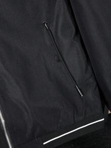 Manfinity Homme Men's Solid Color Simple Daily Long Sleeve Jacket - Black - View 3