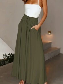 Plus Size Loose Lightweight Wide Leg Culotte Pants, Spring/Summer