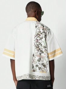 SUMWON Camisa con cremallera a contraste y ajuste cuadrado con estampado todo over - Multicolor - Ver 2
