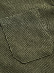 Manfinity Homme Loose Fit Men's Dual Pocket Button Front Shirt Without Tee - Dark Green - View 4