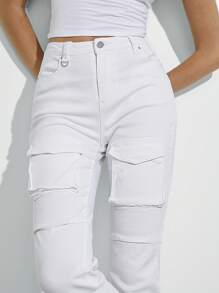 WESTFADE Quần Jeans Ống Đứng Co Giãn Bằng Vải Denim 98% Cotton Cao Cấp - trắng - Xem 5