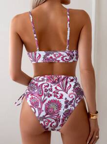 SHEIN Swim Sexy dames bikiniset - bedrukte tweedelige zwemkleding, draadloos, willekeurige print, zomerstrand