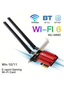 Fenvi Ax1800 Pcie Wifi 6 適配器 5.2 超低延遲無線,2 個外部天線,支援高達 1800mbps 的總資料速率,wpa3 網路安全,ofdma 和 Mu-mimo - 紅色 - 查看 2