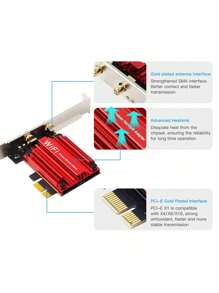 Fenvi Ax1800 Pcie Wifi 6 適配器 5.2 超低延遲無線,2 個外部天線,支援高達 1800mbps 的總資料速率,wpa3 網路安全,ofdma 和 Mu-mimo - 紅色 - 查看 3