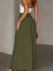 Plus Size Loose Lightweight Wide Leg Culotte Pants, Spring/Summer