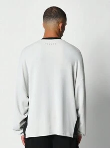 SUMWON Premium Oversized Sweatshirt Athletic Sports Essential Crewneck Fall Winter Long Sleeve Street Style Athleisure Fashion Casual - Grey - View 2