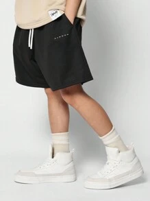 SUMWON Tween Boys Drop Crotch Short - Black - View 2